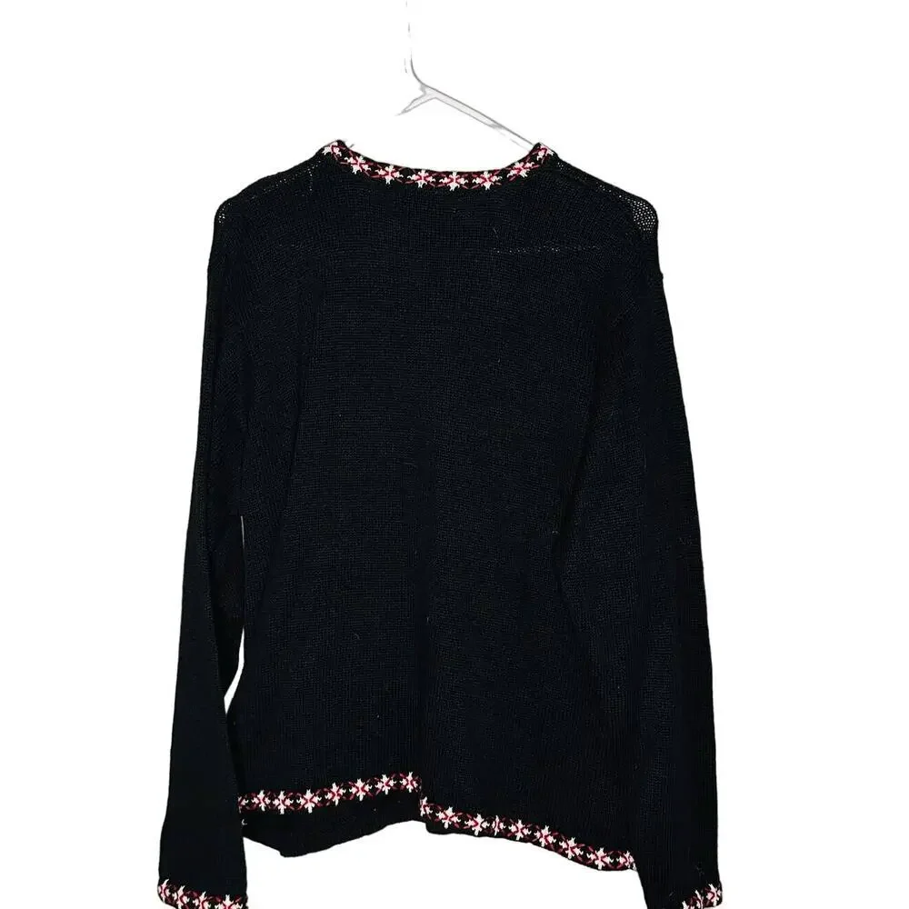 Vintage Lemon Grass Crew Neck Beaded Christmas Santa Tree Ugly Sweater size M - Picture 2 of 7